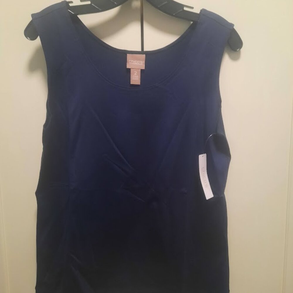Chico's Microfeel Timeless Tank Chico's 2 M/L Navy Blue Midnight NWT